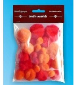 Pompony tonacyjne czerw.-pom. 15-40mm 30szt