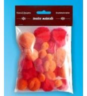 Pompony tonacyjne czerw.-pom. 15-40mm 30szt