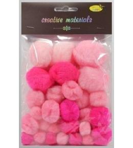 Pompony tonacyjne różowe 15-40mm 30szt