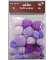 Pompony tonacyjne fioletowe 15-40mm 30szt