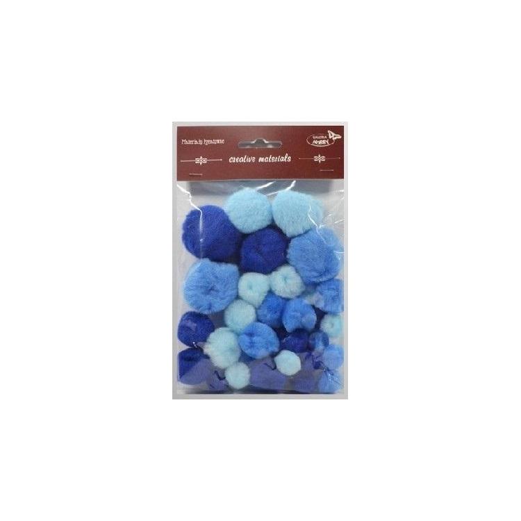 Pompony tonacyjne niebieskie 15-40mm 30szt