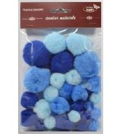 Pompony tonacyjne niebieskie 15-40mm 30szt