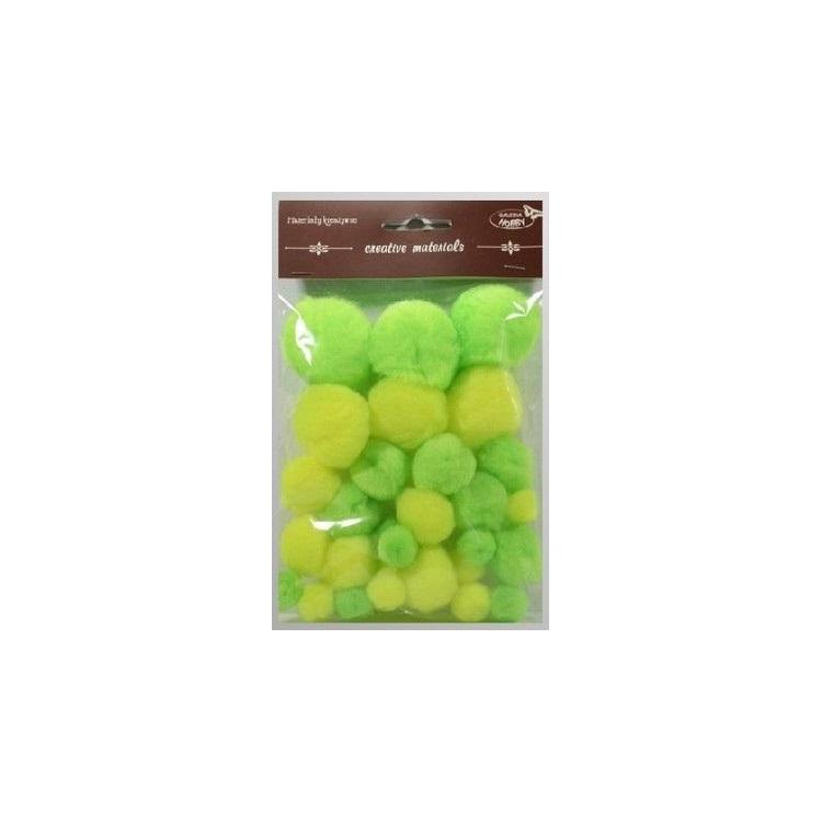 Pompony tonacyjne neonowe 15-40mm 30szt