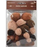 Pompony tonacyjne brązowe 15-40mm 30szt