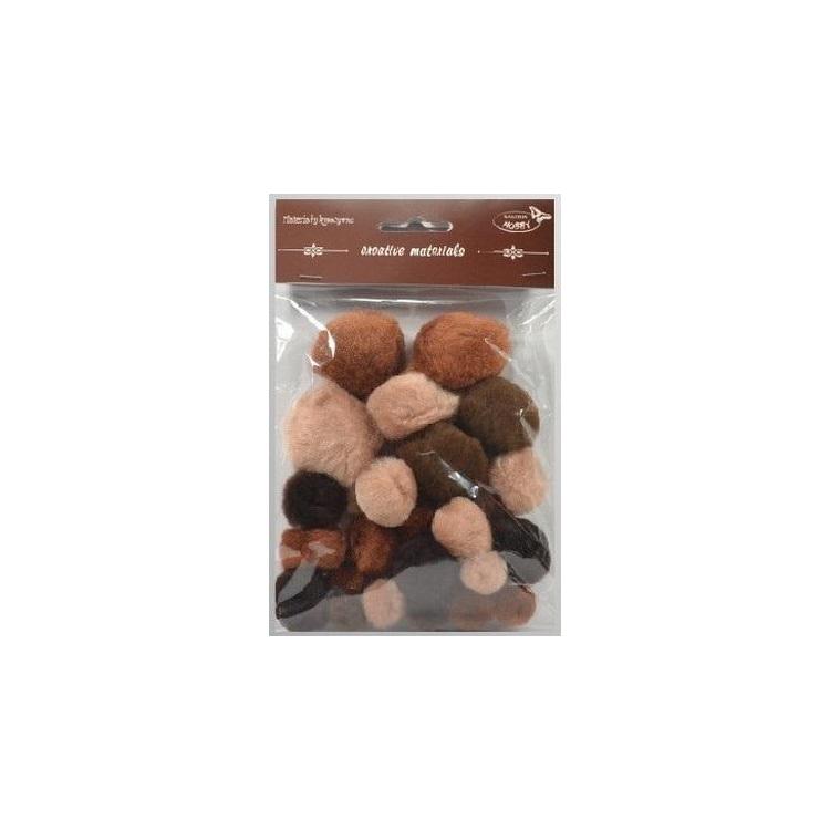 Pompony tonacyjne brązowe 15-40mm 30szt