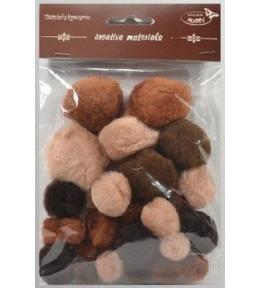 Pompony tonacyjne brązowe 15-40mm 30szt