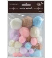 Pompony pastelowe 15mm-40mm 30szt