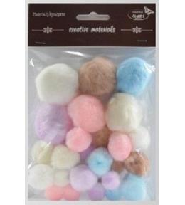 Pompony pastelowe 15mm-40mm 30szt