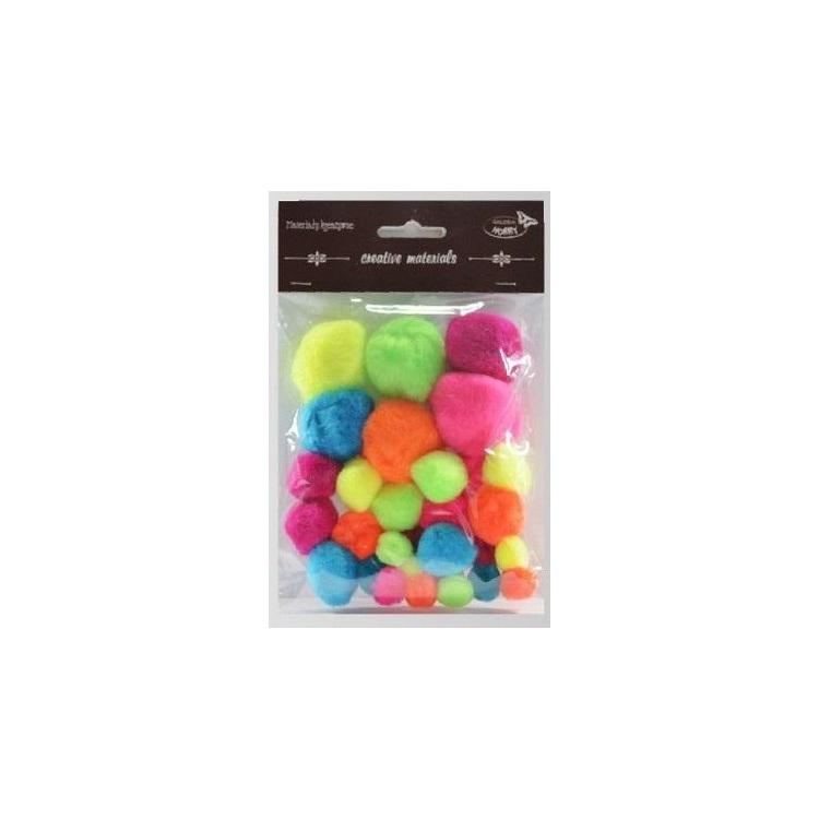 Pompony intensywne kolory 15mm-40mm 30szt