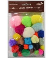 Pompony kolorowe 15mm-40mm 30szt