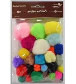 Pompony kolorowe 15mm-40mm 30szt