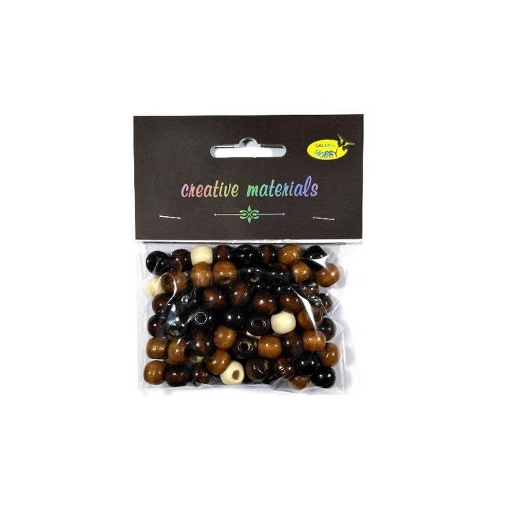 Koraliki drewniane naturalny mix 10mm 25g