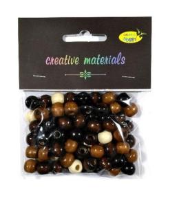Koraliki drewniane naturalny mix 10mm 25g