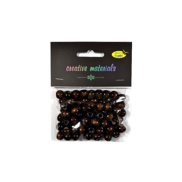 Koraliki drewniane ciemny brąz 10mm 25g