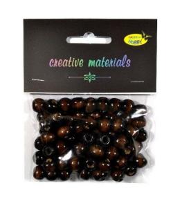 Koraliki drewniane ciemny brąz 10mm 25g