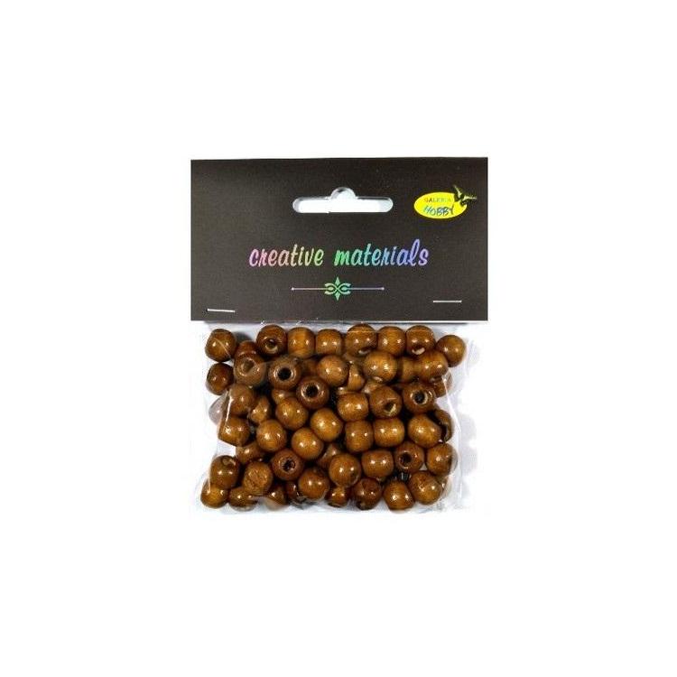 Koraliki drewniane brąz 10mm 25g