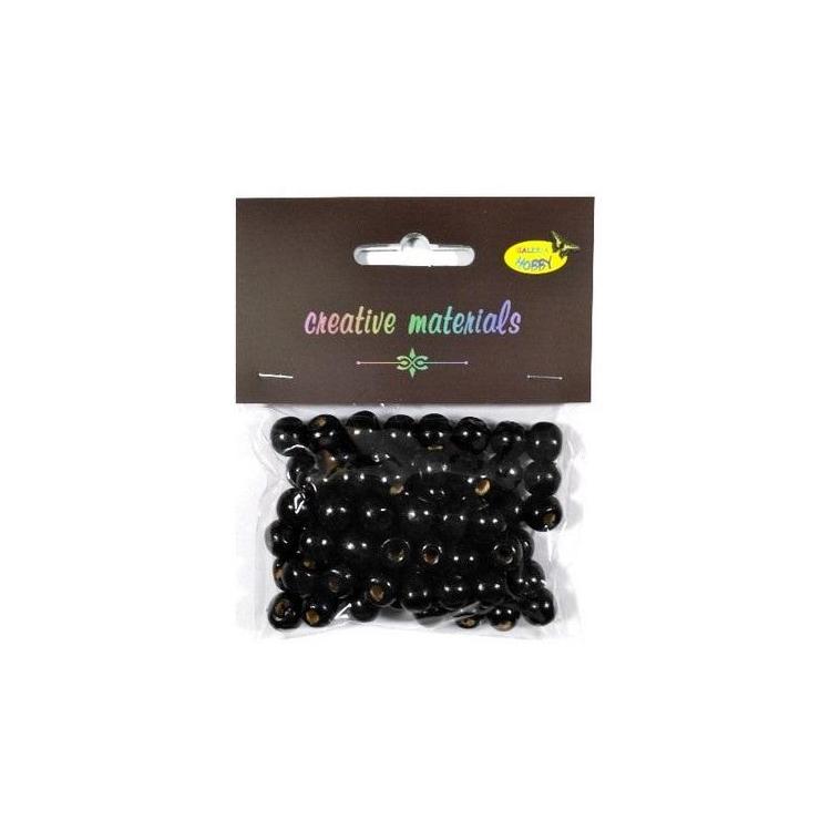 Koraliki drewniane czarne 10mm 25g