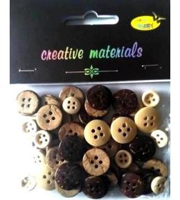 Guziki drewniane brązowe 10-15mm 20g