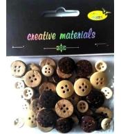 Guziki drewniane brązowe 10-15mm 20g