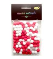 Pompony akrylowe biało-czerwona 10mm 100szt