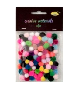 Pompony akrylowe miks kolorów 10mm 100szt