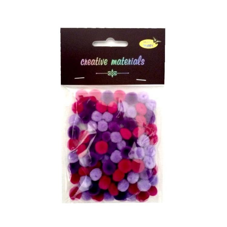 Pompony akrylowe fioletowa 10mm 100szt