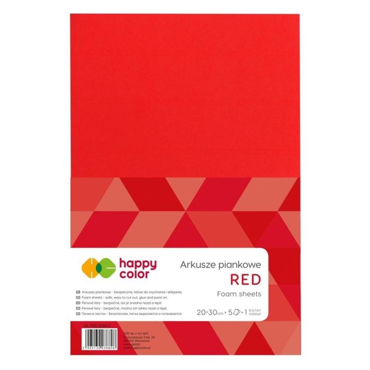 Arkusze piankowe A4 5szt czerwone HAPPY COLOR
