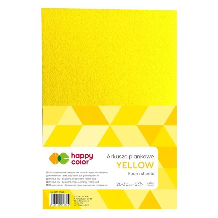 Arkusze piankowe A4 5szt żółte HAPPY COLOR