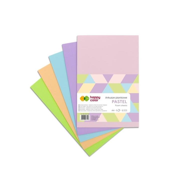 Arkusze piankowe A4 5 kolorów Pastel HAPPY COLOR
