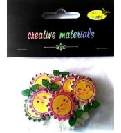 Guziki drewniane kwiatek nadruk 25mm 9g ok 15szt