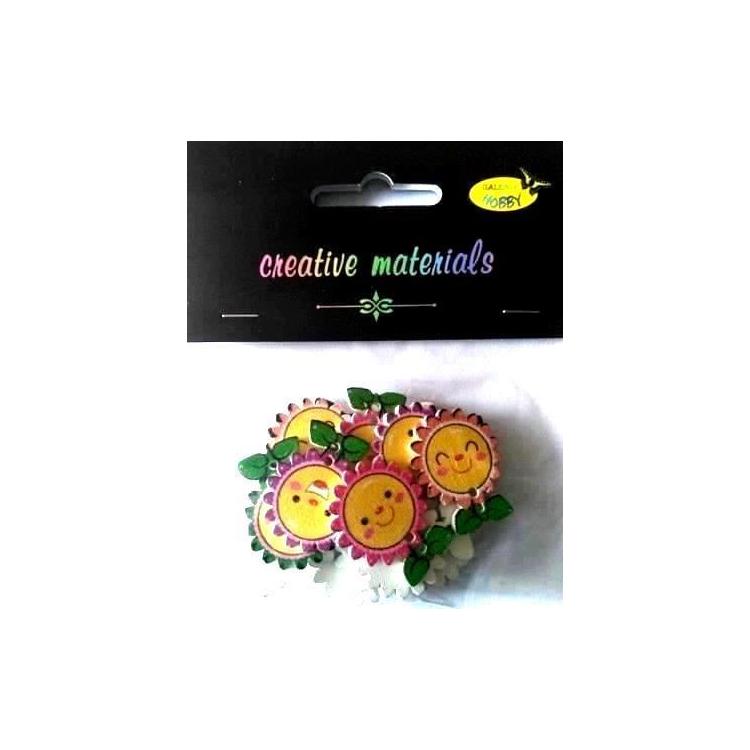 Guziki drewniane kwiatek nadruk 25mm 9g ok 15szt