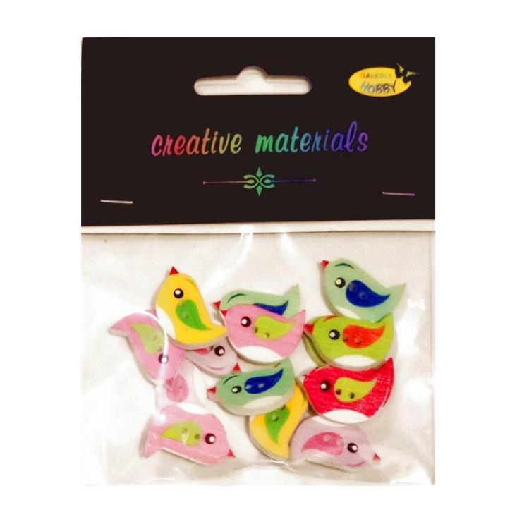 Guziki ozdobne Ptaszki 24x15mm 15szt