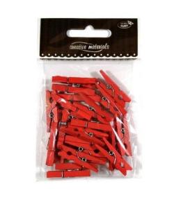 Klamerki drewniane czerwone 30mm 25szt