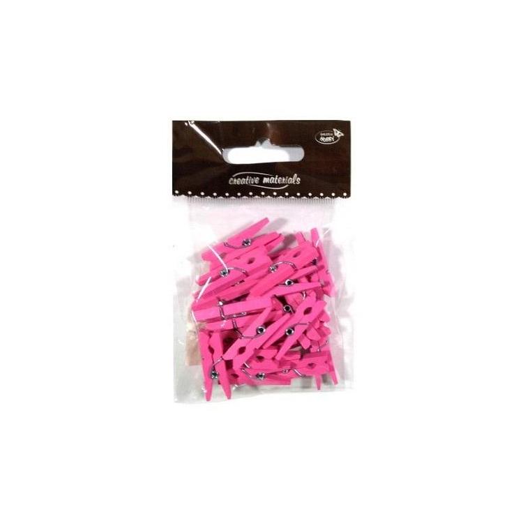 Klamerki drewniane różowe 30mm 25szt