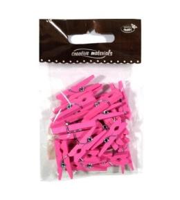 Klamerki drewniane różowe 30mm 25szt