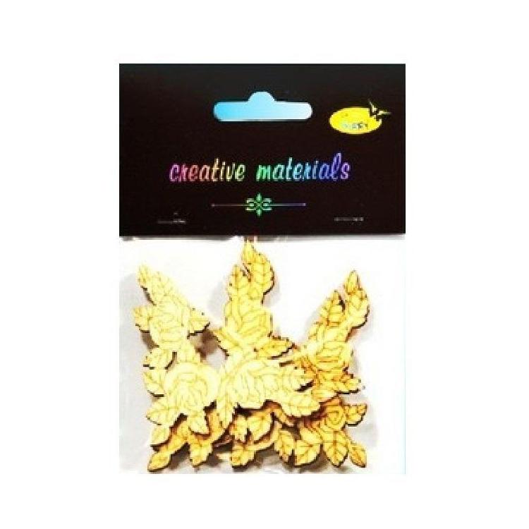 Drewniane elementy w kształcie róż 7,5cm 3szt