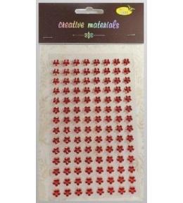 Stiker z kryształkami Kwiaty czerwone 8mm 112szt