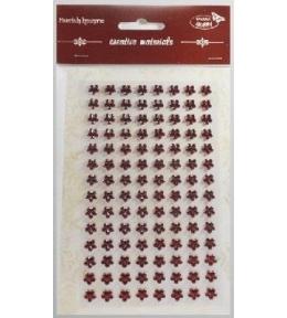 Stiker z kryształkami Kwiaty bordowe 8mm 112szt