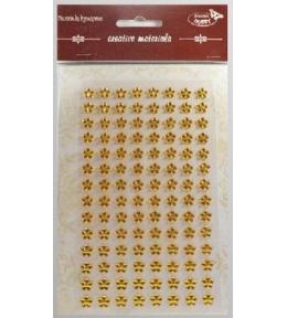 Stiker z kryształkami Kwiaty złociste 8mm 112szt