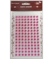 Stiker z kryształkami Kwiaty j.różowe 8mm 112szt