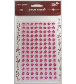 Stiker z kryształkami Kwiaty j.różowe 8mm 112szt