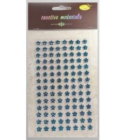 Stiker z kryształkami Kwiaty turkusowe 8mm 112szt