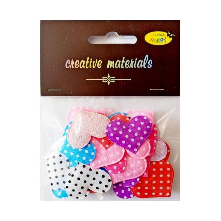 Aplikacje materiałowe serca w kropeczki 3cm 30szt