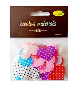 Aplikacje materiałowe serca w kropeczki 3cm 30szt