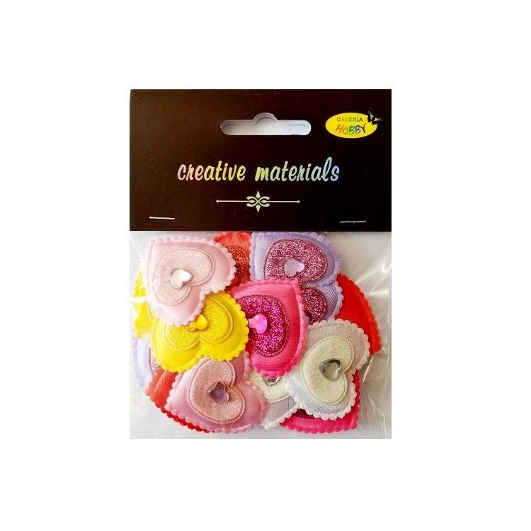 Aplikacje materiałowe serca z kryształ 3,5cm 18szt