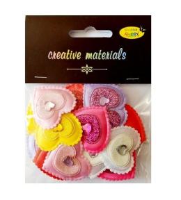 Aplikacje materiałowe serca z kryształ 3,5cm 18szt