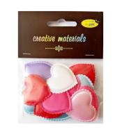 Aplikacje materiałowe serca 3,5cm 18 szt MIX