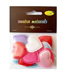 Aplikacje materiałowe serca 3,5cm 18 szt MIX