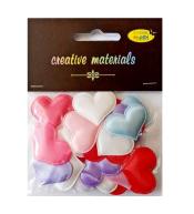 Aplikacje materiałowe serca 3cm 30szt MIX