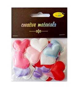 Aplikacje materiałowe serca 3cm 30szt MIX